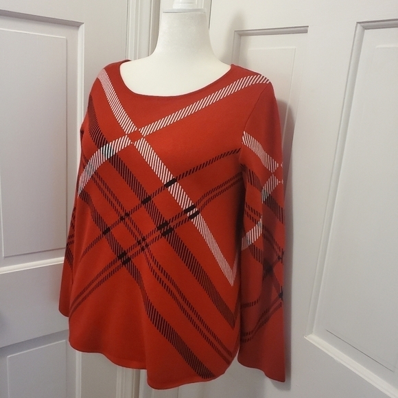 Chelsea & Theodore Plaid Print Sweater Size Large, Business Casual - Picture 2 of 9